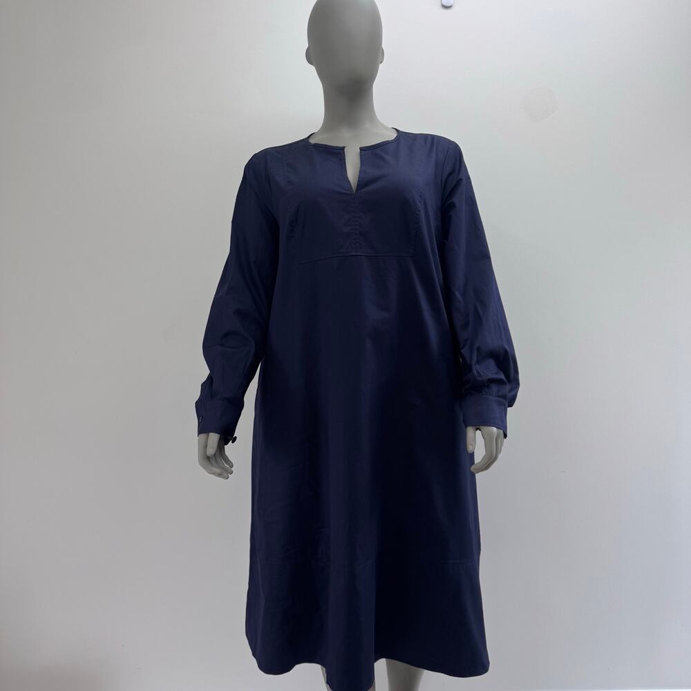 NWT Marina Rinaldi Cotton Blend Split V-Neck Midi Dress Beachy Casual Modest 18